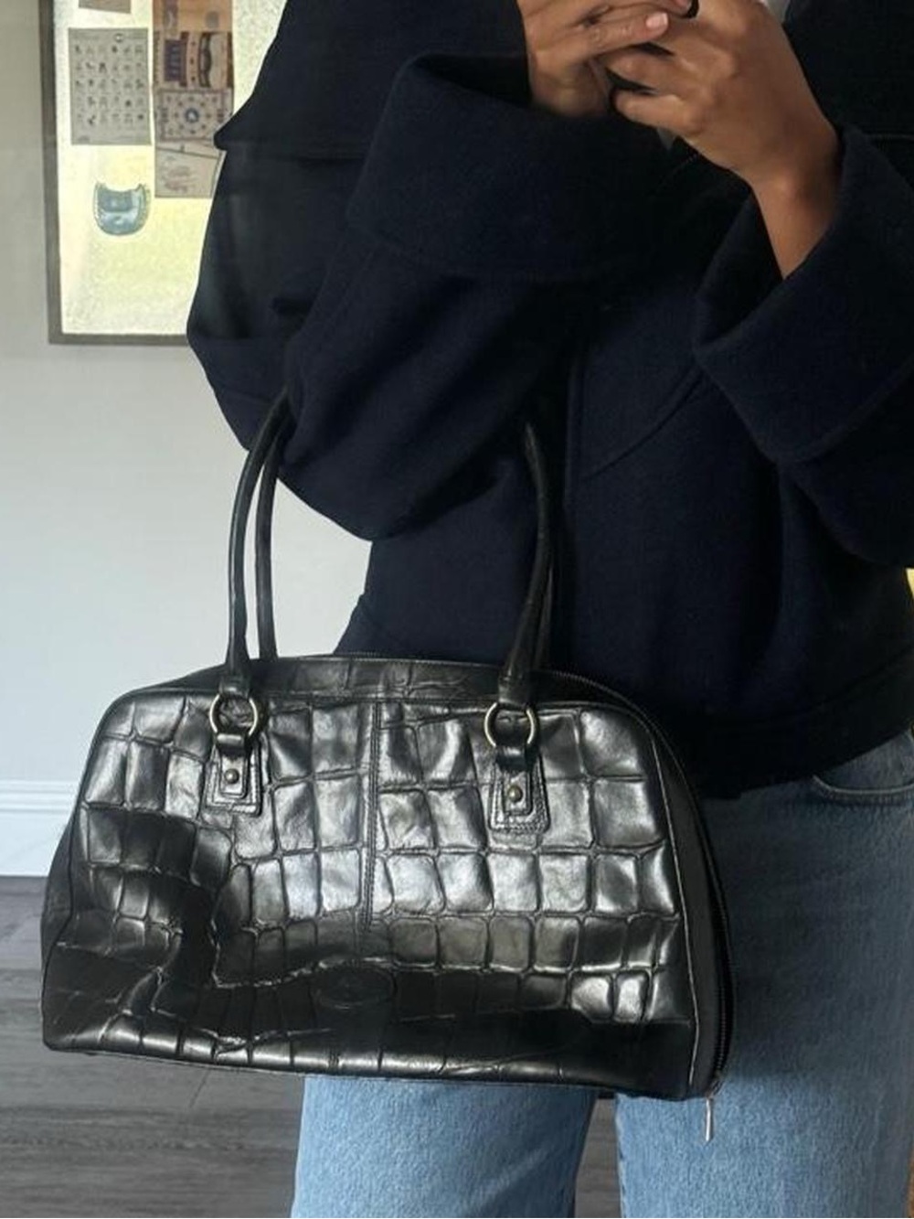 Mulberry Black textured leather handbag